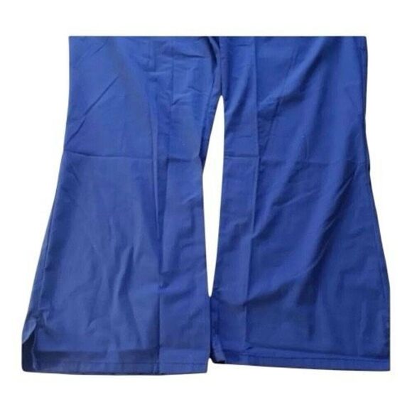 Code Happy Women Mid Rise Moderate Flare Drawstring Scrub Pant 3XL Blue 46002AP - Picture 5 of 10